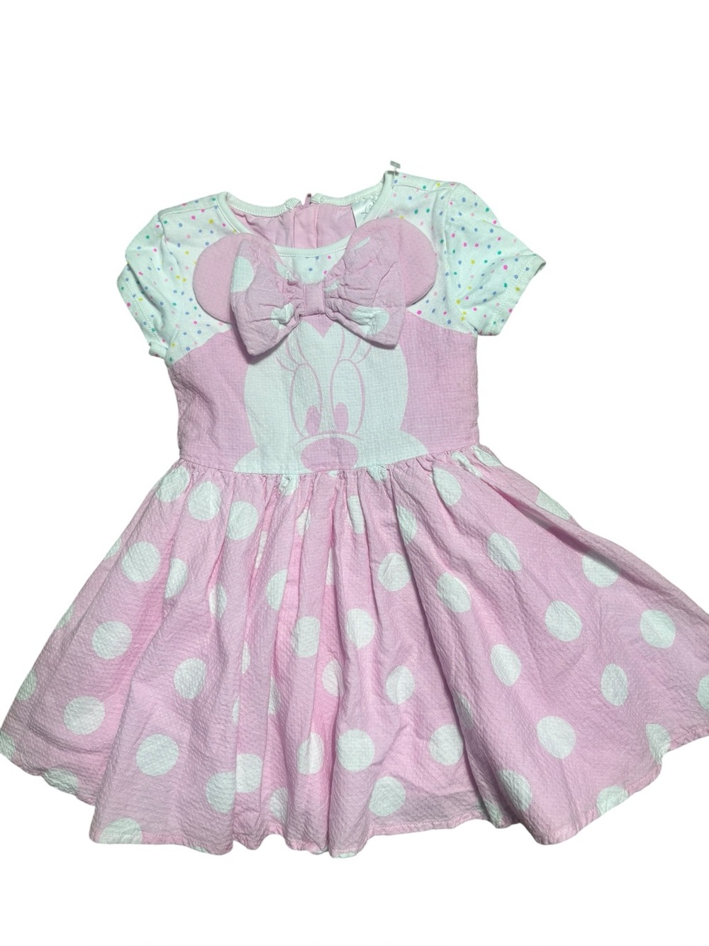 Disney Minnie Mouse girls 3 pink polka dot swing dress colorful dots